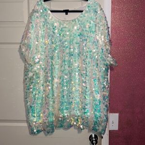 Torrid White Sequin Top